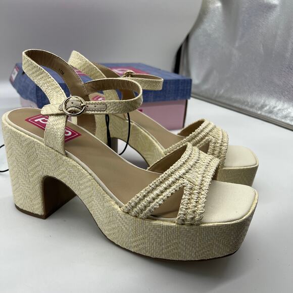 Pop Womens Applaud Heeled Sandals Natural Cream Color Size 11M - Picture 10 of 13